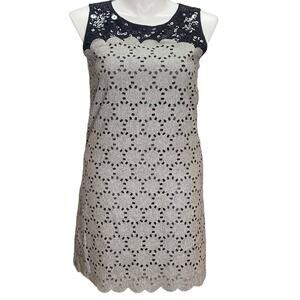 Hazel Sequin Eyelet Scalloped Sheath Wool Dress Size Large